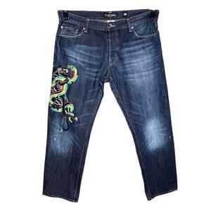 Vintage Y2K Ed Hardy Men's 36x34 Christian Audigier Embroidered Snakes Jeans